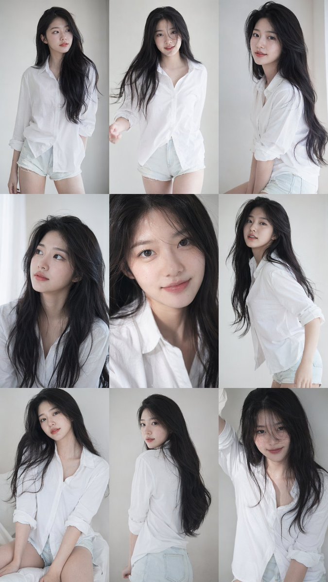 916 Vertical Nine-panel 3x3 Collage of a Korean Female Idol Portrait Series