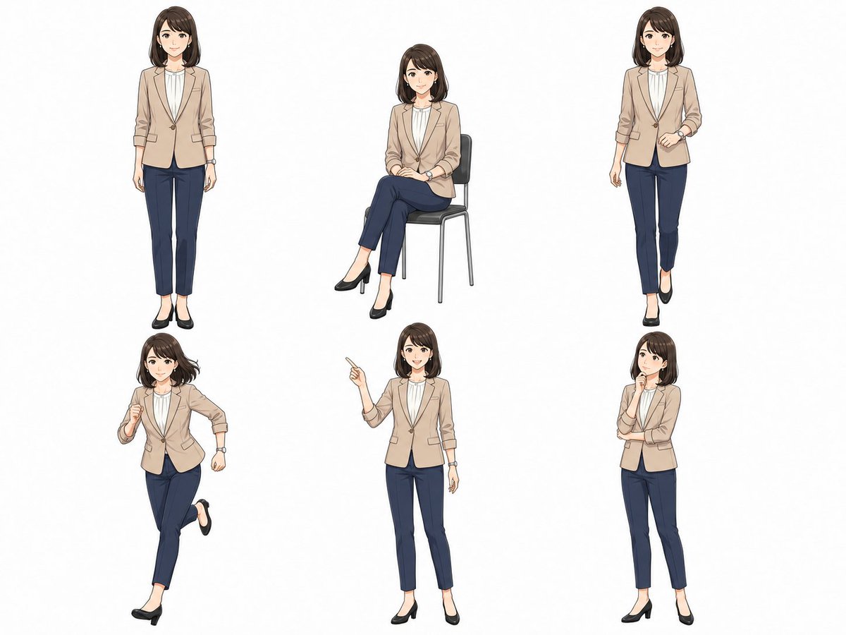 현대 오피스 애니 캐릭터 포즈 시트