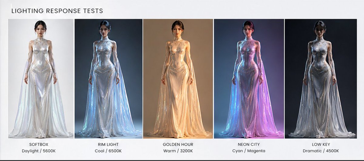 미래 패션 수평 조명 비교 시트