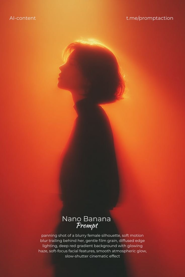 Panning Shot of a Softly Blurred Female Silhouette with a Gentle Motion Trail Behind Her