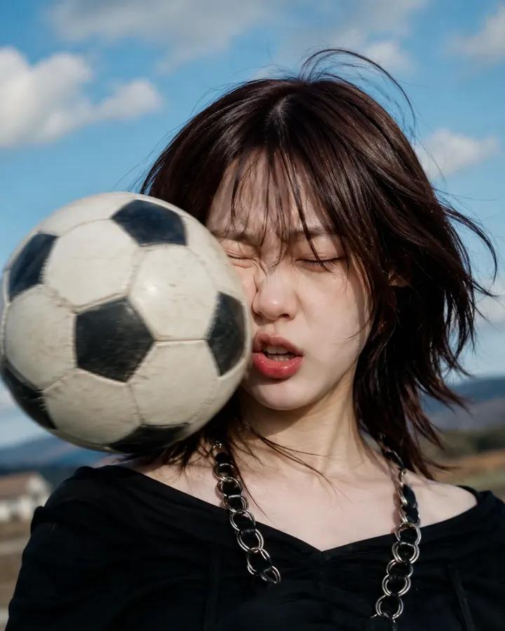 Subject Image into a Candid Action Portrait Captured At the Exact Moment a Soccer Ball