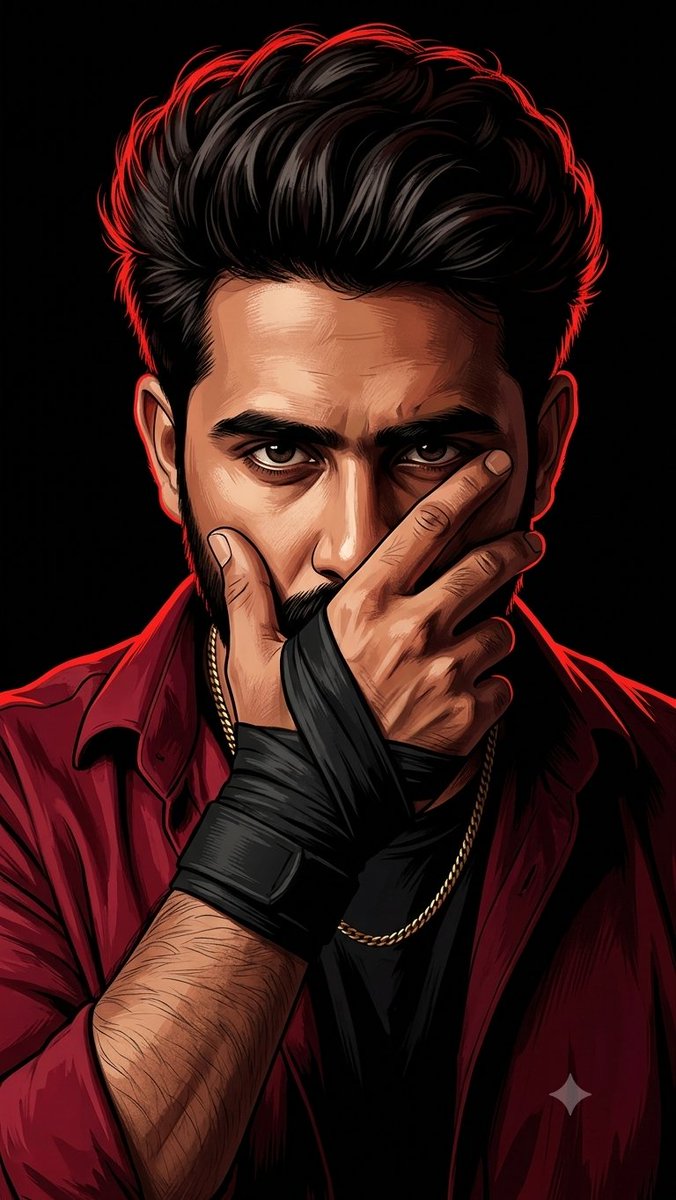 Ultra-detailed Digital Portrait Illustration of a Confident Young Man with Sharp Facial Features and Intense