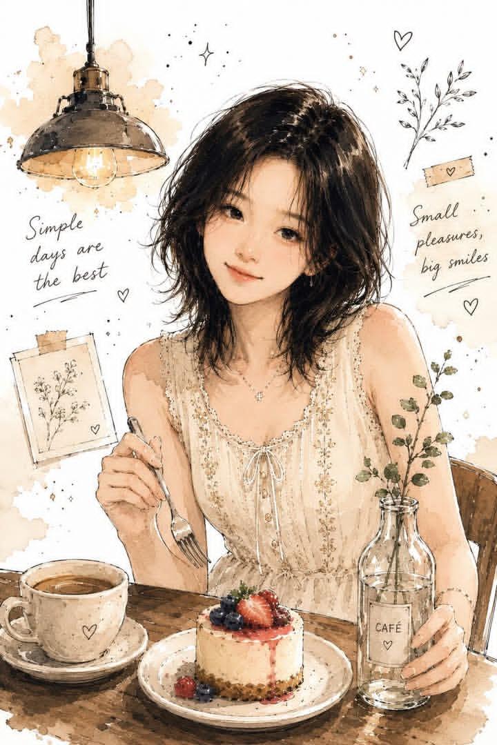 Minimal Watercolor Ink Illustration with Soft Anime Realism
