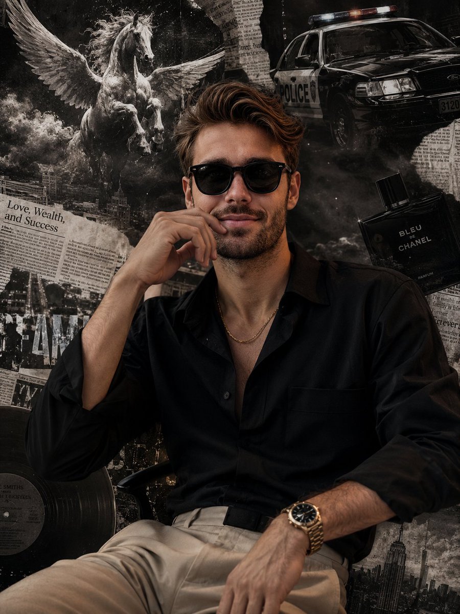 Stylish Man with Curly Hair and Beard