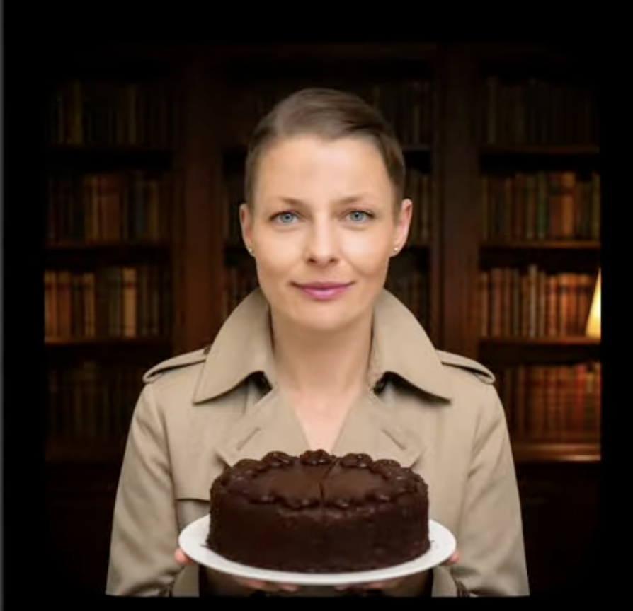 Square Cinematic Portrait Photo of a Person Centered in Frame Inside a Dark Warm Old