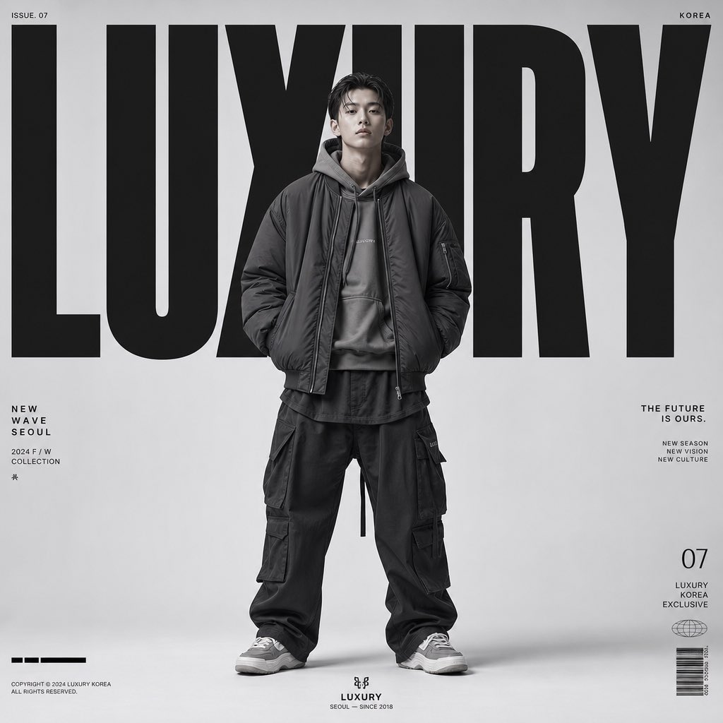 High-fashion Editorial Poster for Luxury in a Luxury Korean Streetwear Magazine Style