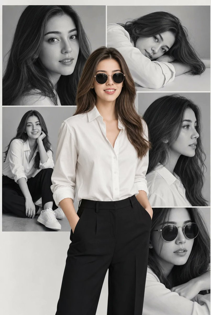 세련된 아시안 여성 패션 에디토리얼 포스터