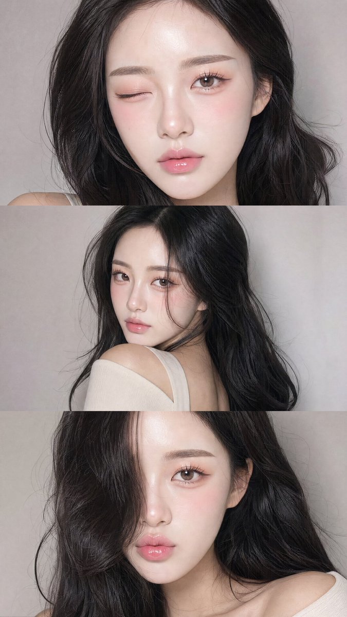 세 장 세로 콜라주 YZK 스타일