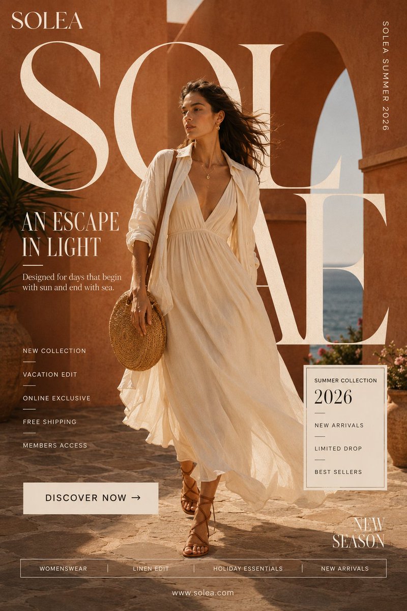 High-end Fashion Campaign Poster for a Fictional Brand Named Brand