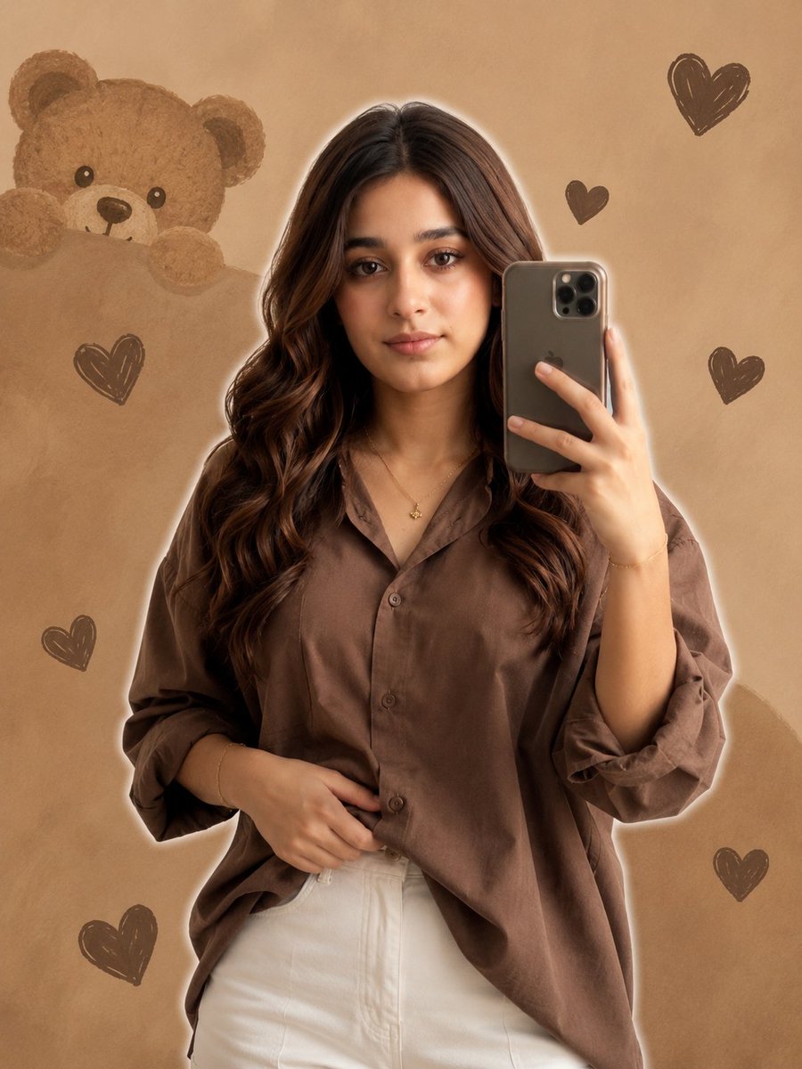A Young Girl Realistic Face Taking a Mirror Selfie