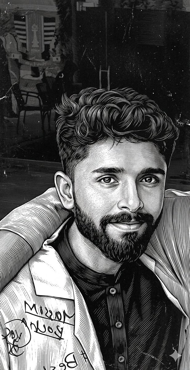 초고밀도 스크래치보드 초상 흑백 판화