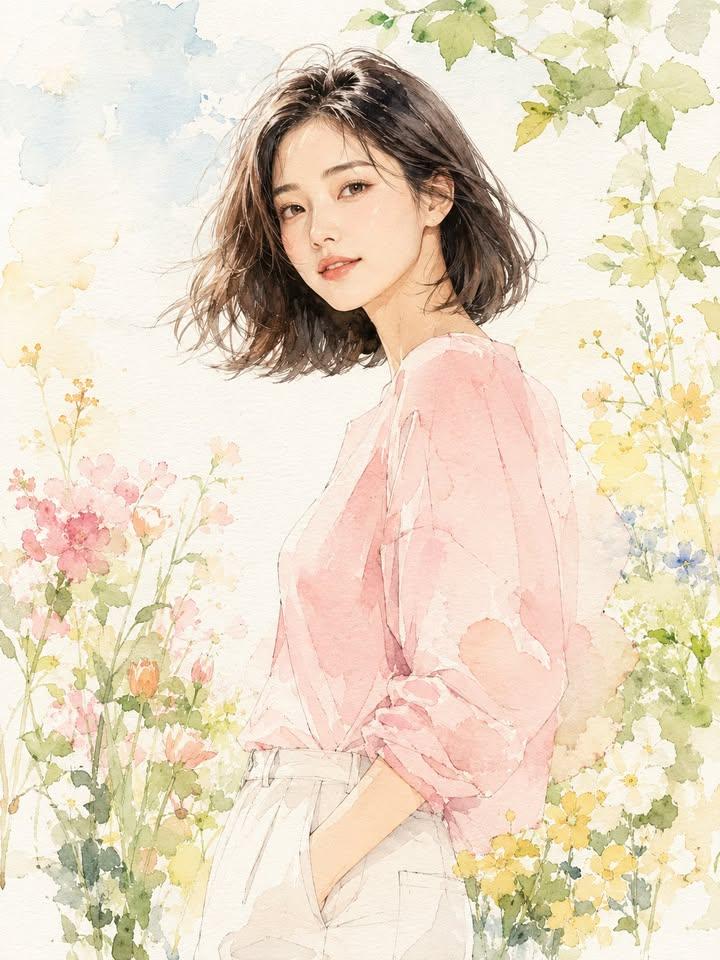 분다른 봅의 수채화 패션 인물화