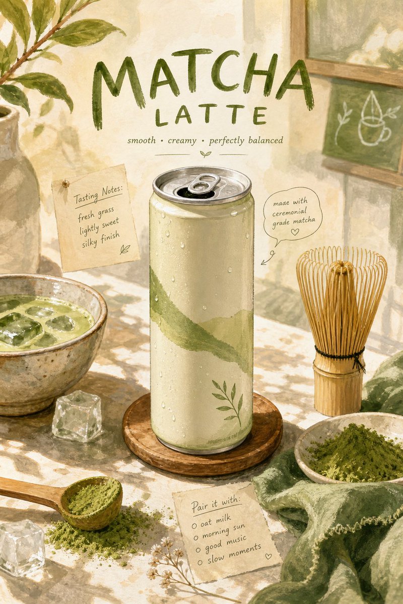 Illustrated Product Poster for Product in a Whimsical Hand-painted Gouache Style