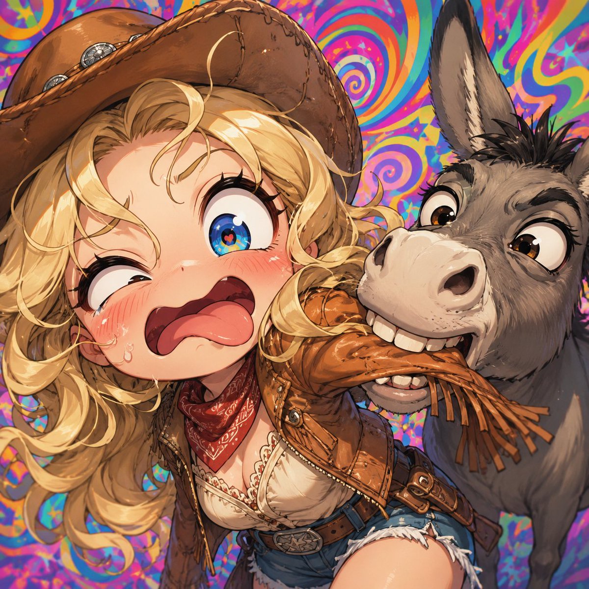 High-energy Square Anime Illustration of Becky