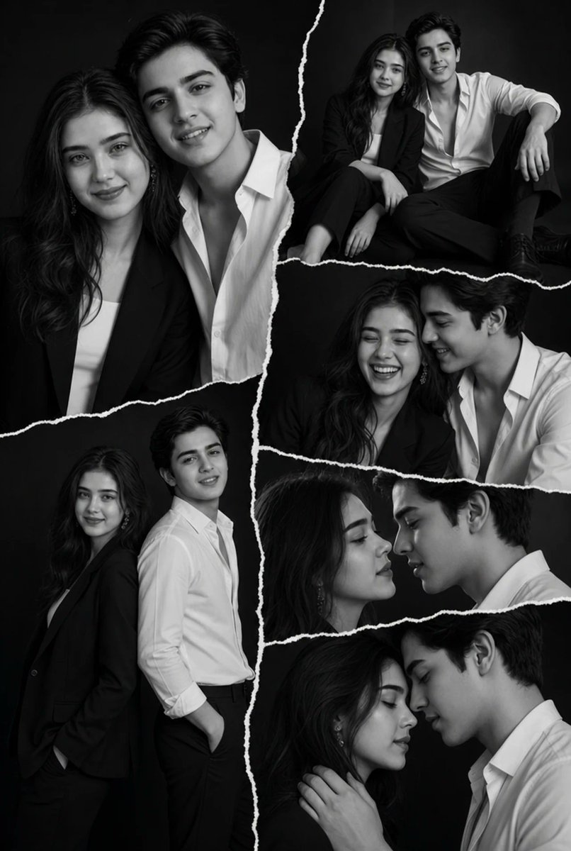 Goal Create a Dramatic Black-and-white Fashion Concept Photo Collage Featuring a Young Couple in Elegant
