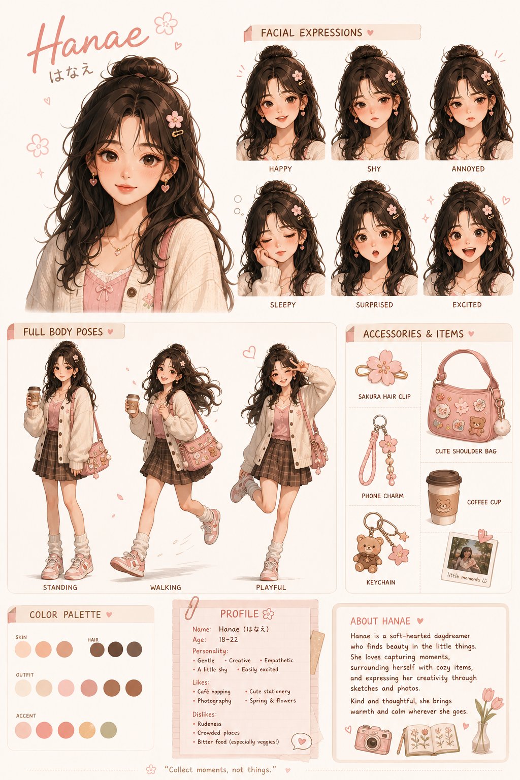 Cute Female Character Design Sheet Inspired By the Uploaded Image