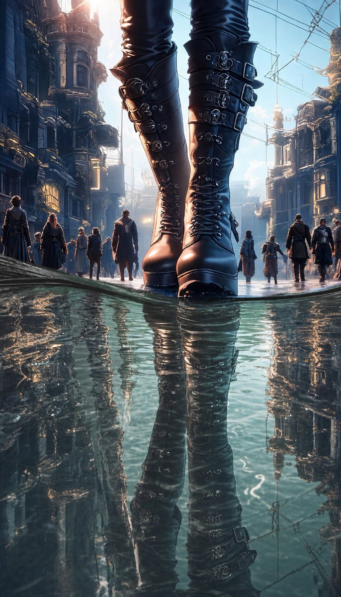 Vertical Cinematic Fantasy Street Scene from an Extremely Low Ground-level Viewpoint