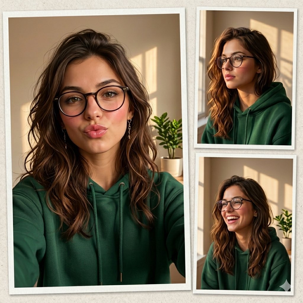 Aesthetic 3-frame Portrait Collage of a Beautiful Young Woman