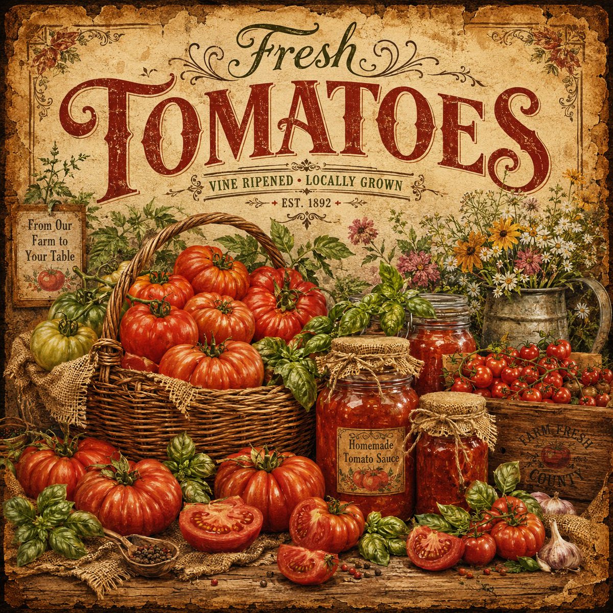 Rustic Farmers Market Poster Featuring Fruit or Product