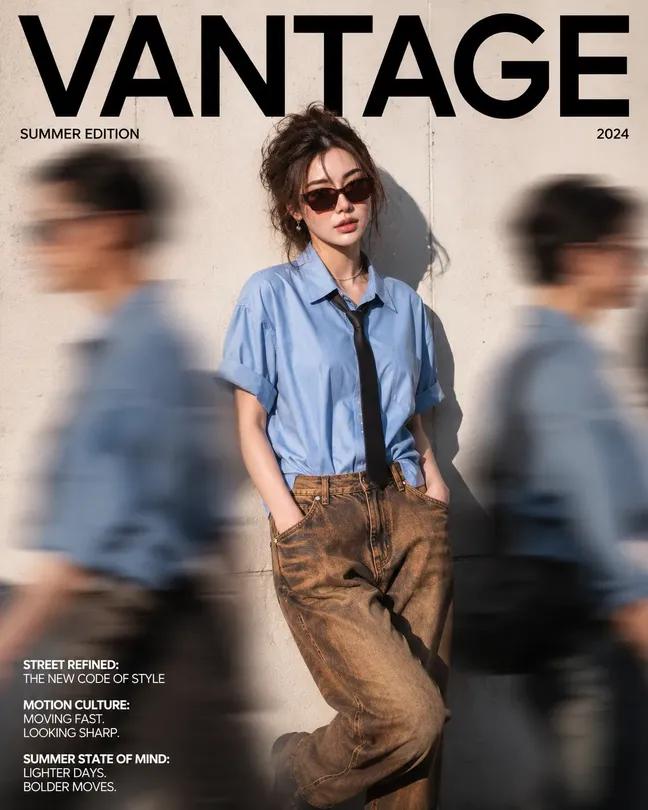 A High-end Fashion Magazine Cover Titled Vantage in a Bold