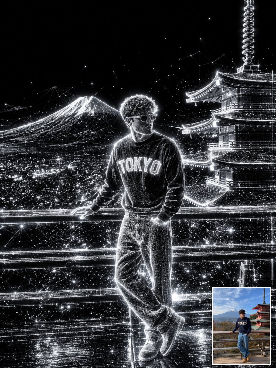 Uploaded Image into an Ultra-premium Holographic Wireframe Artwork