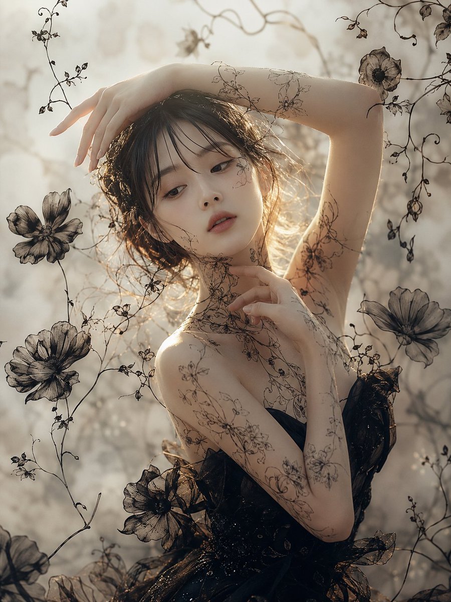 안개 속 보태니컬 패션 누드초상