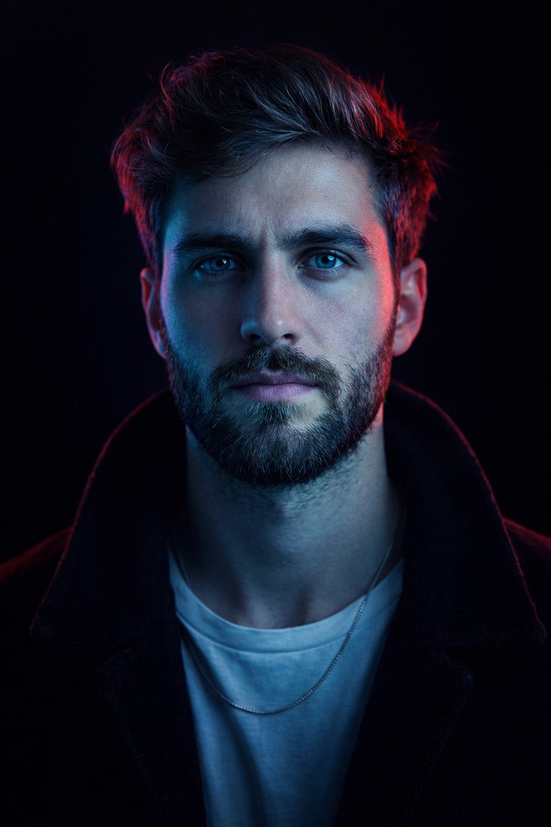 Studio Portrait Tight Head-and-shoulders Close-up Eye-level Near-perfect Central Symmetry