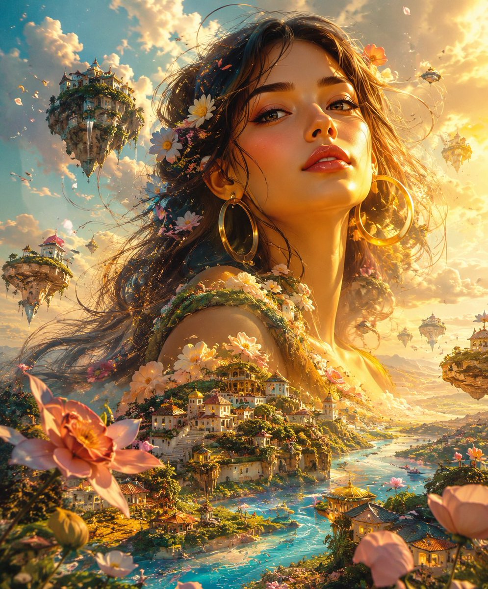 A Giant Ethereal Woman with Glowing Skin
