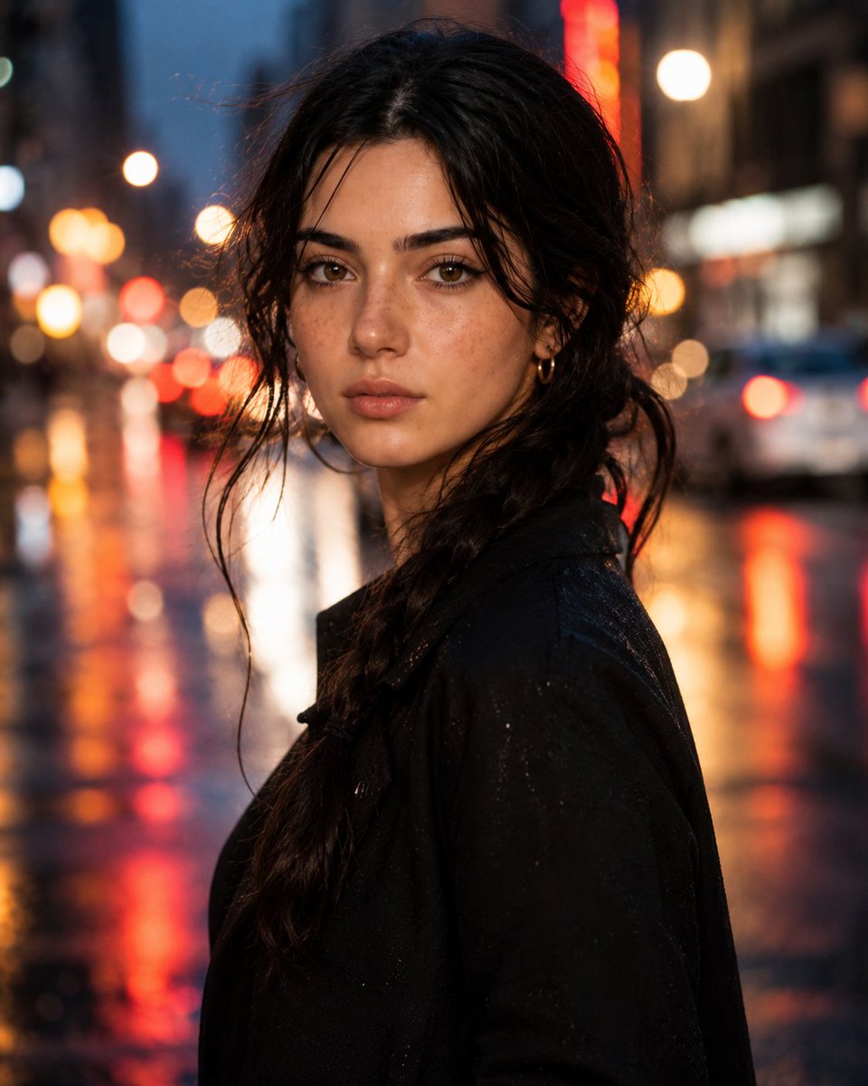 A Hyperrealistic Close-up Portrait of a Beautiful Young Woman Standing in the Middle