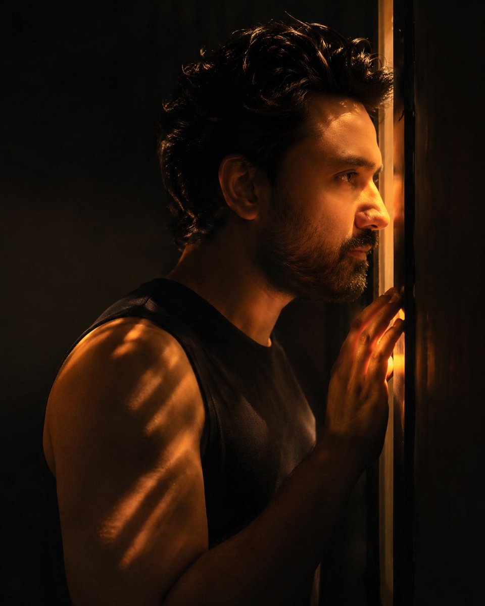 Portrait of a Contemplative Man in Dramatic Warm Lighting