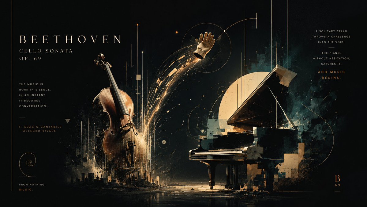Goal Create a Cinematic Classical Music Poster for Beethoven Cello Sonata Op