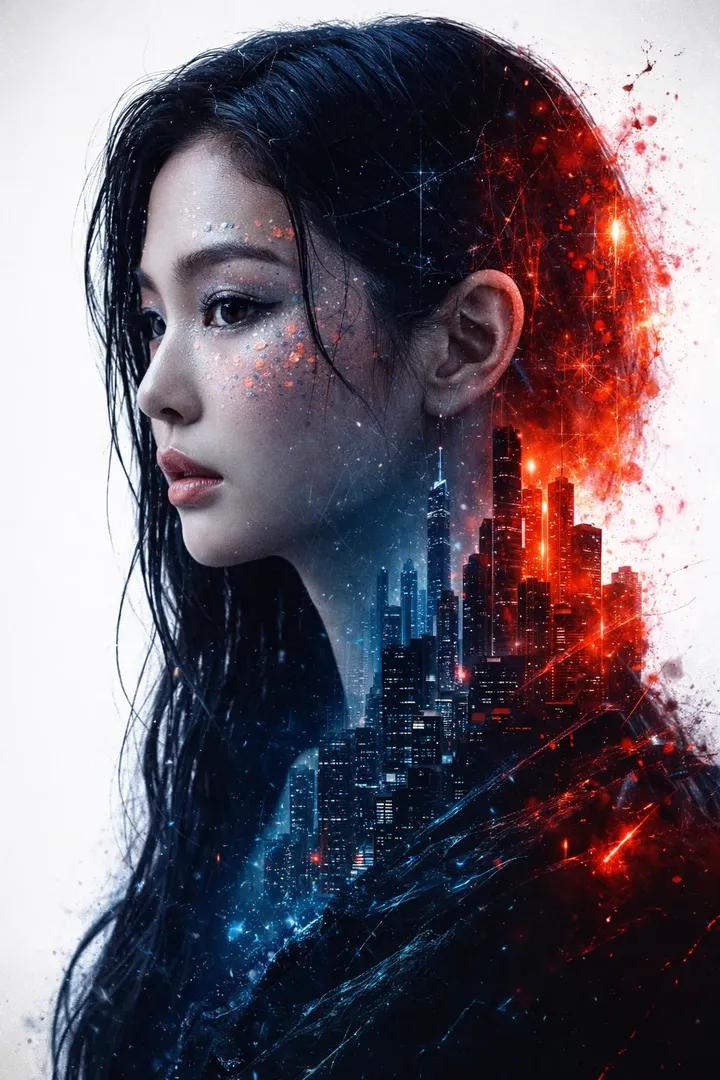 하이퍼리얼 시네마 더블 노출 인물