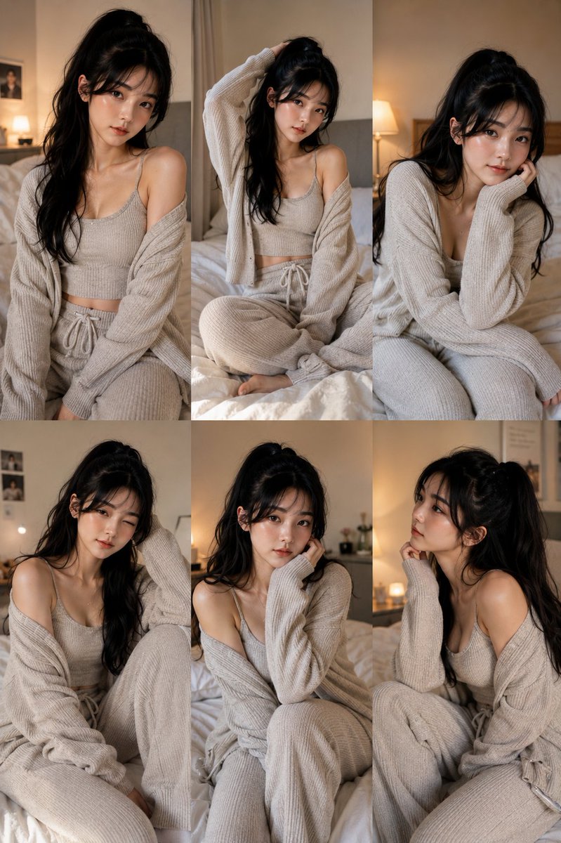 따뜻한 침실 라이프스타일 6컷 인물 콜라주