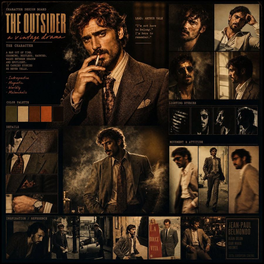 Character Design Board for a Vintage-inspired Drama Film