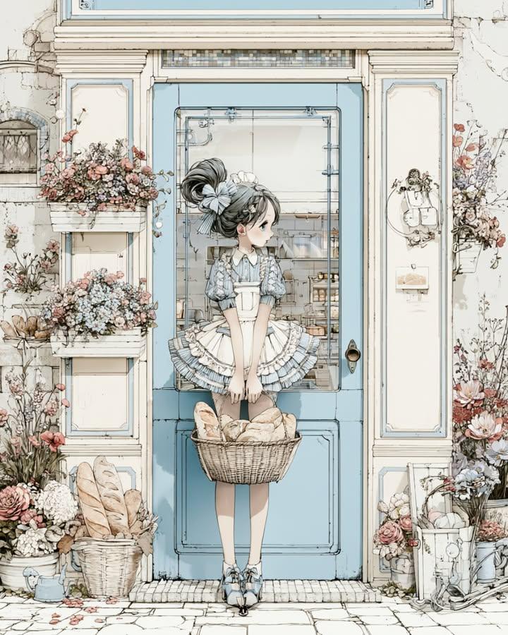 Cozy Vintage Bakery Exterior Illustration