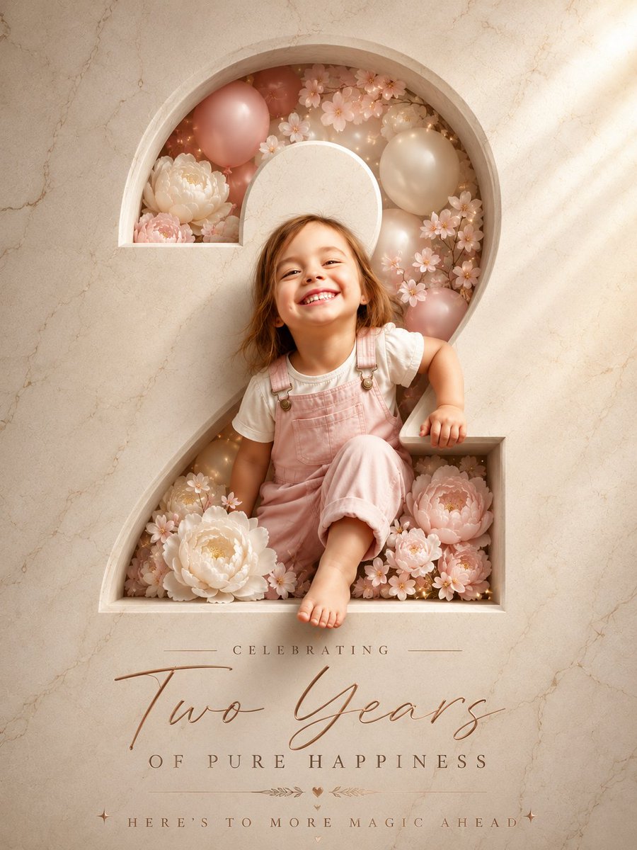 럭셔리 2세 생일 아기 인물 포스터