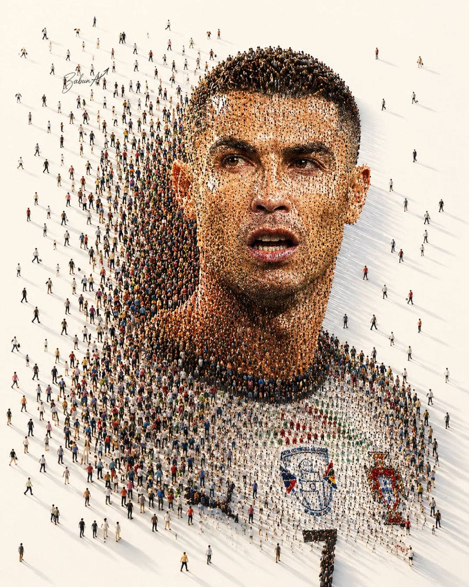 Ultra-detailed Crowd Mosaic Portrait of a Legendary Football Player