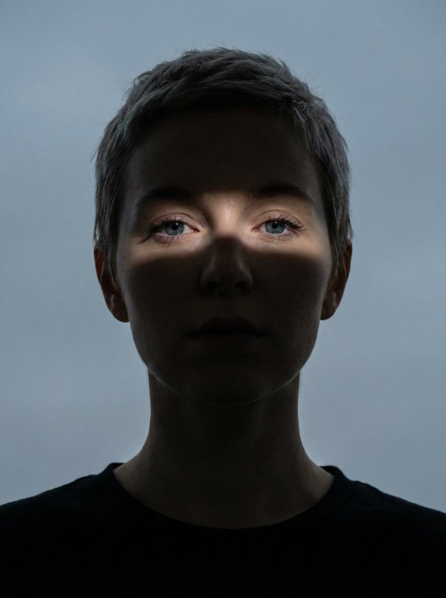 Close-up Portrait of a Woman Gazing Directly into the Camera