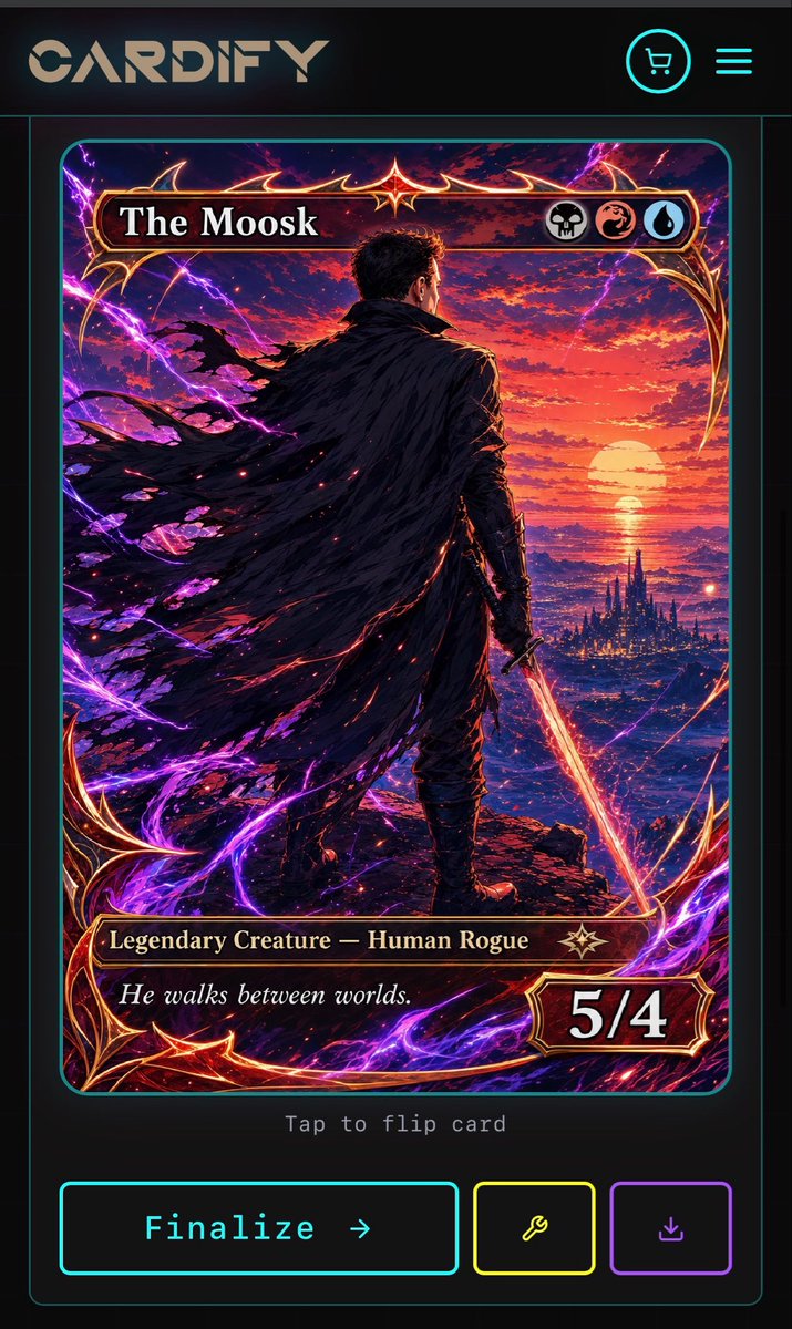 Goal Create a Dark Futuristic Mobile Web App Screen for a Custom Trading Card Generator
