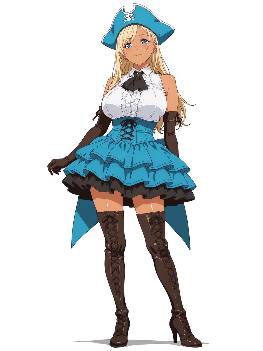 Full-body Anime-style Character Illustration on a Plain White Background a Curvy Young Female Idol Dressed